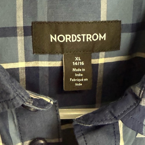 NEW Nordstrom Button Up Long Sleeve Dress Shirt Boys 14 16 XL Blue NWOT - Picture 3 of 8